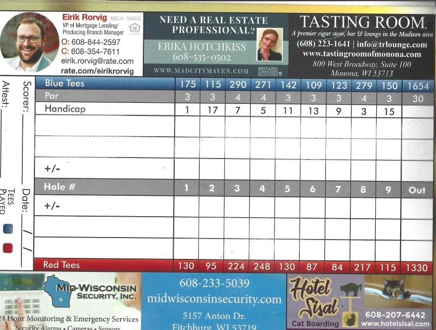 Map Scorecard Nine Springs Golf Course Map Scorecard Nine Springs Golf Course